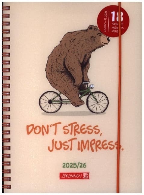 BRUNNEN Schülerkalender (2025/2026) "Bear", 2 Seiten = 1 Woche, A5, 208 Seiten, PP-Umschlag, mehrfarbig