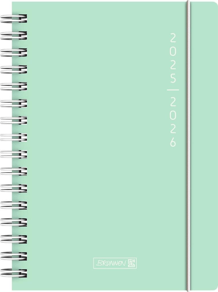 BRUNNEN Schülerkalender (2025/2026) "Plain Mint", 1 Seite = 1 Tag, A5, 352 Seiten, PP-Umschlag, mint