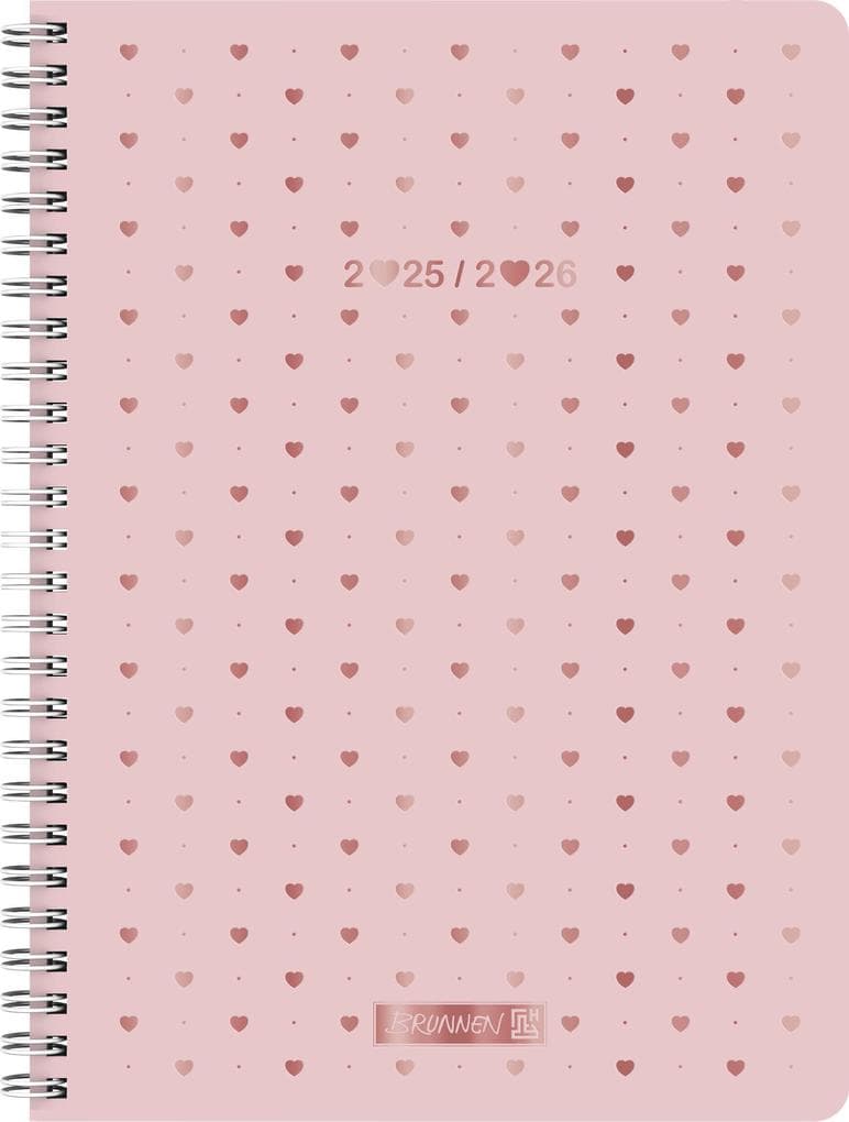 BRUNNEN Schülerkalender Style (2025/2026) "Pretty Pink", 2 Seiten = 1 Woche, A5, 160 Seiten, rosa