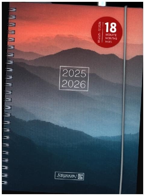 BRUNNEN Schülerkalender (2025/2026) "Misty Sunset", 2 Seiten = 1 Woche, A5, 208 Seiten, PP-Umschlag, mehrfarbig