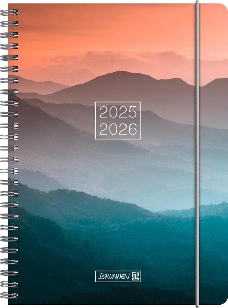 BRUNNEN Schülerkalender (2025/2026) "Misty Sunset", 2 Seiten = 1 Woche, A5, 208 Seiten, PP-Umschlag, mehrfarbig