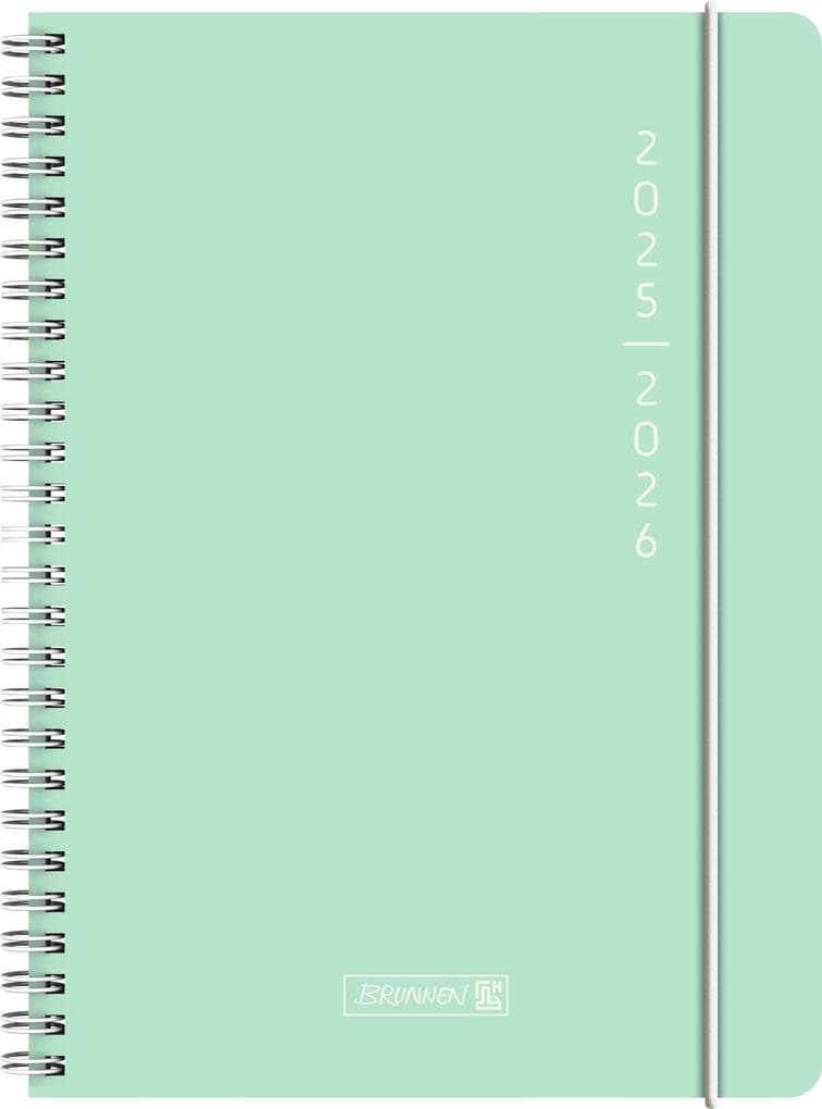 BRUNNEN Schülerkalender (2025/2026) "Plain Mint", 2 Seiten = 1 Woche, A5, 208 Seiten, PP-Umschlag, mint
