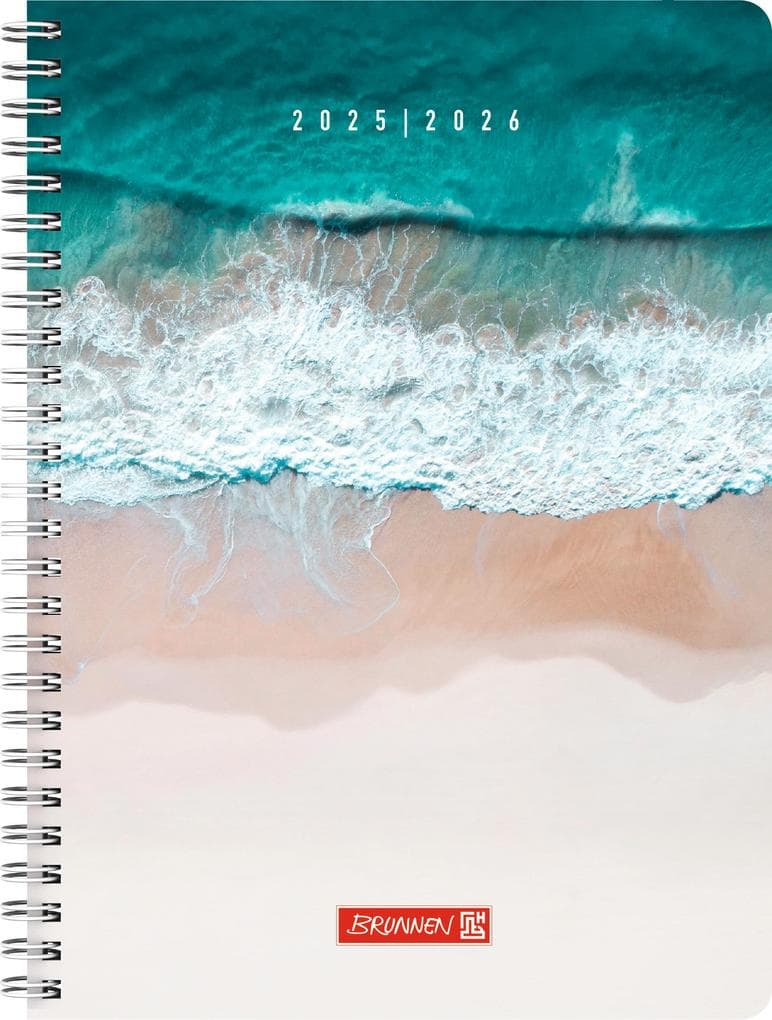 BRUNNEN Schülerkalender Style (2025/2026) "Beach Waves", 2 Seiten = 1 Woche, A5, 160 Seiten, PP-Umschlag, mehrfarbig
