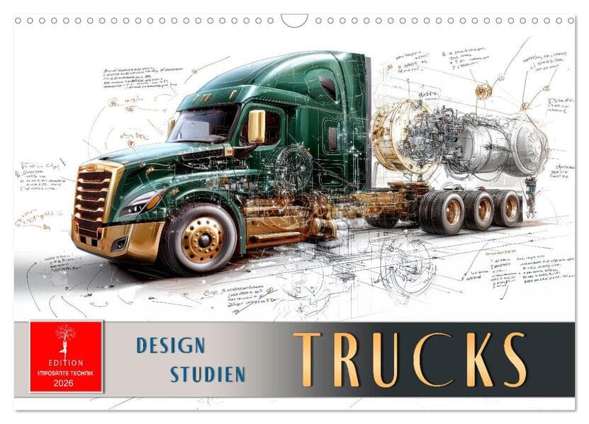Trucks - Design Studien (Wandkalender 2026 DIN A3 quer), CALVENDO Monatskalender