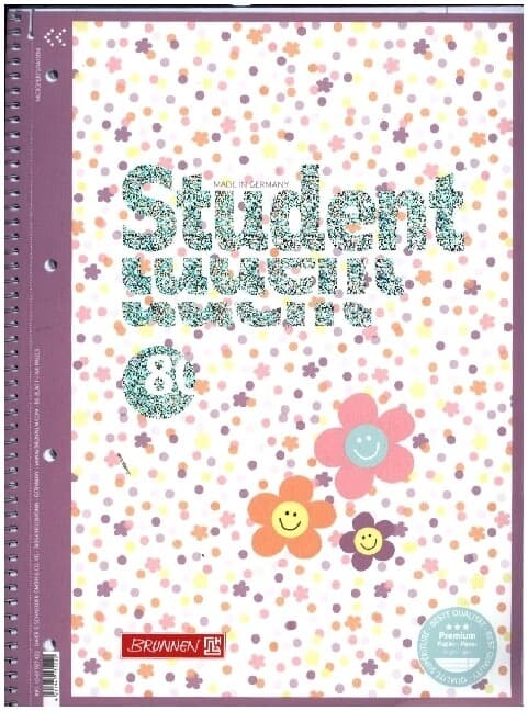 Brunnen Collegeblock Premium Student A4 Lineatur 27, Happy Hippie
