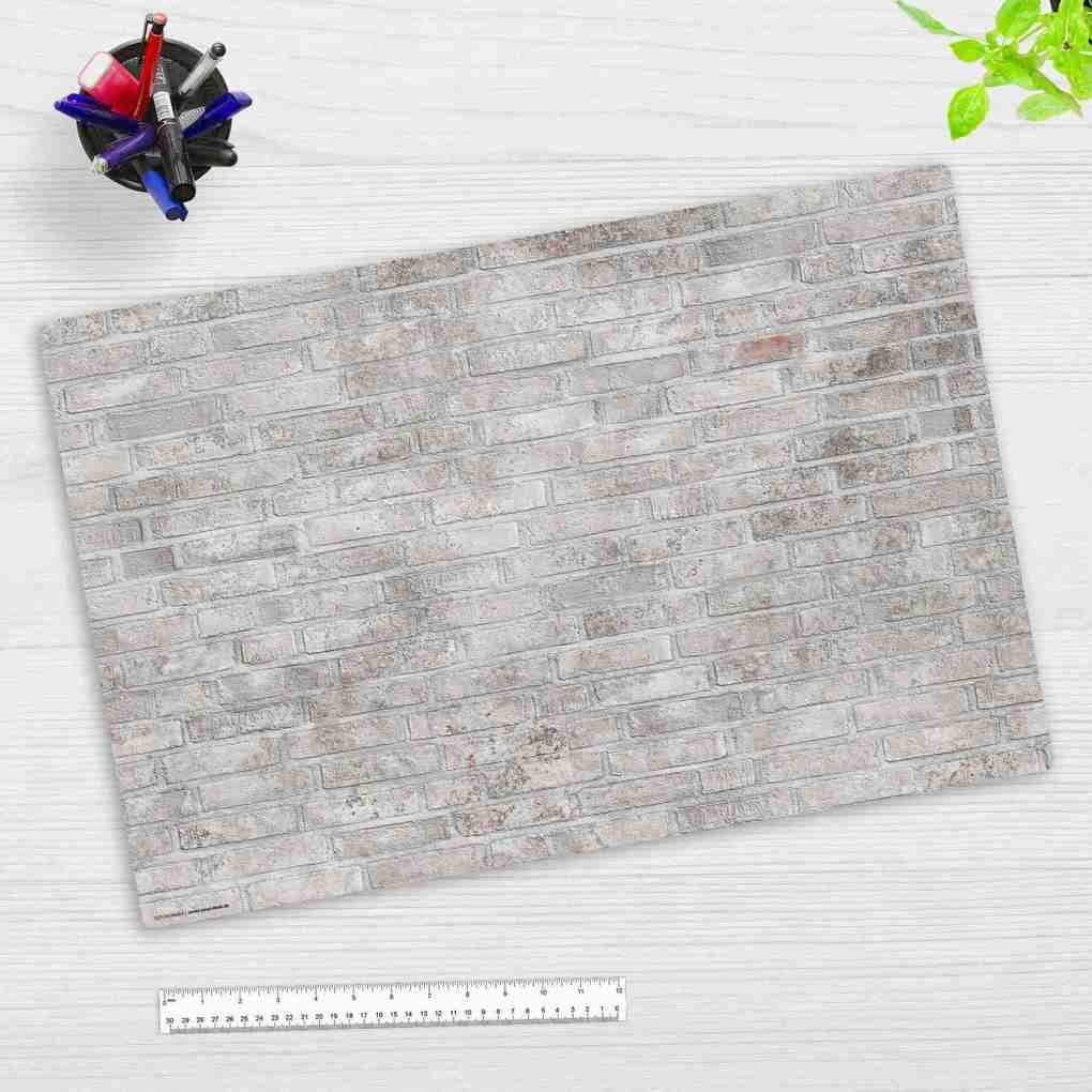 Cover-your-desk Schreibtischunterlage für Kinder und Erwachsene weiße Ziegelsteine, aus hochwertigem Vinyl, 60 x 40 cm