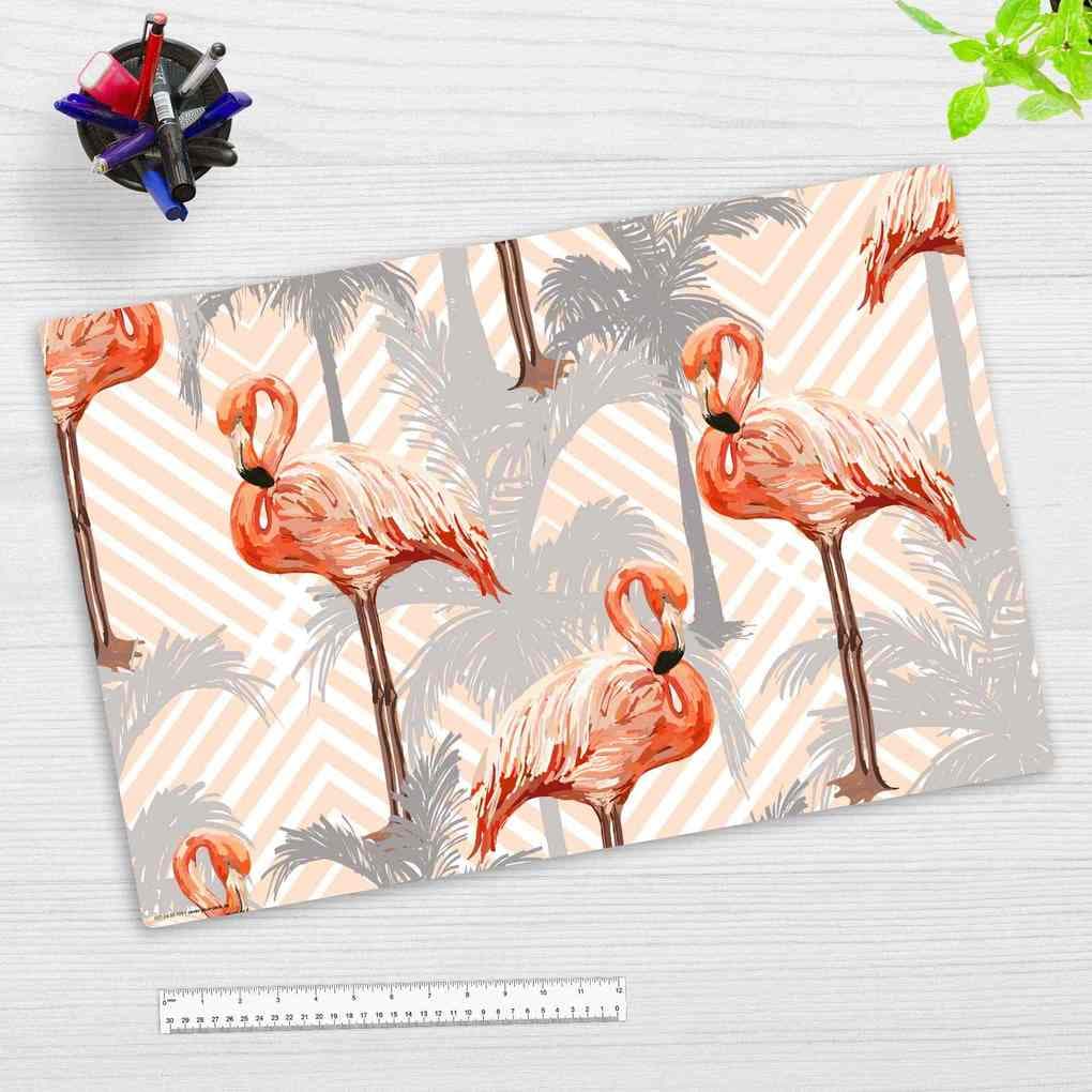 Cover-your-desk Schreibtischunterlage für Kinder und Erwachsene Flamingos & Palmen, aus hochwertigem Vinyl, 60 x 40 cm