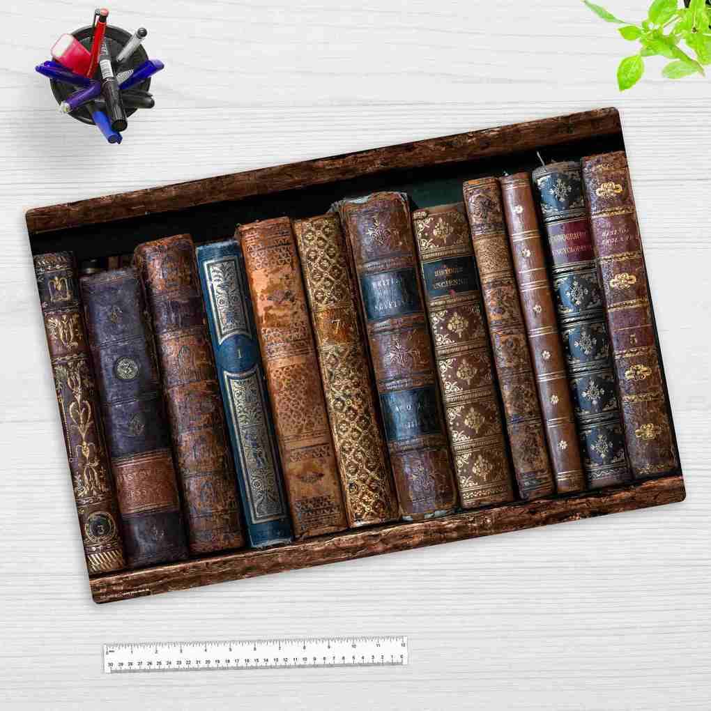 Cover-your-desk Schreibtischunterlage für Kinder und Erwachsene Antike Bücher, aus hochwertigem Vinyl, 60 x 40 cm
