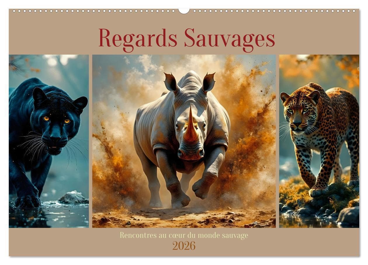 Regards Sauvages - Rencontres au cur du monde sauvage (Calendrier mural 2026 DIN A2 vertical), CALVENDO calendrier mensuel