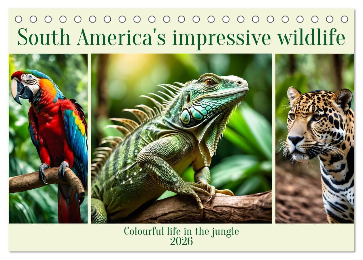 South America's impressive wildlife (Desk Calendar 2026 DIN A5 landscape), CALVENDO 12 Month DeskCalendar