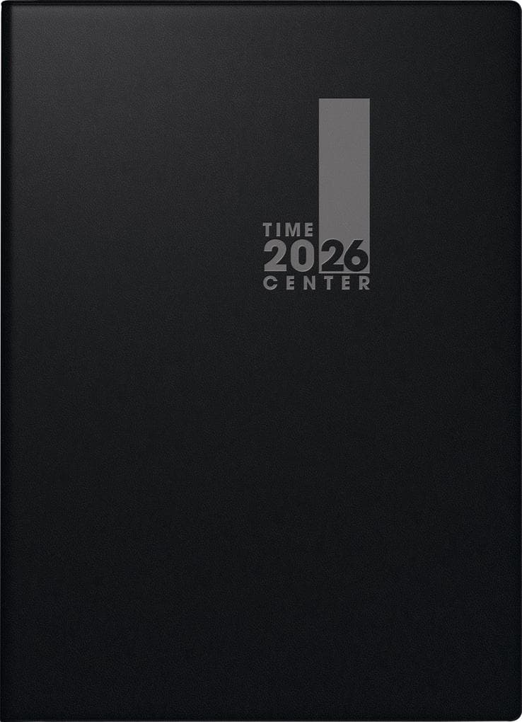 BRUNNEN 1072856906 | Taschenkalender TimeCenter Mod. 728 2026 | A6, Kunststoff, schwarz
