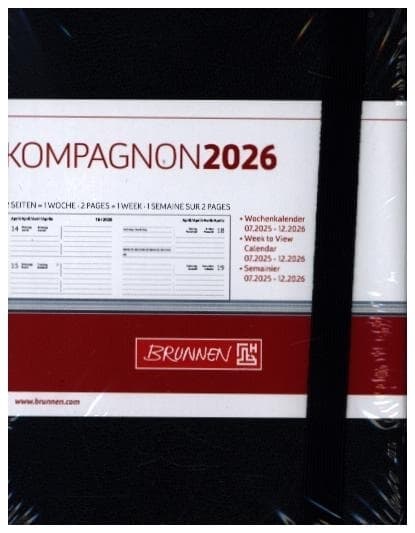 BRUNNEN 1073266906 | Taschenkalender Kompagnon Mod. 732 66 2026 | A6, Kunststoff, schwarz