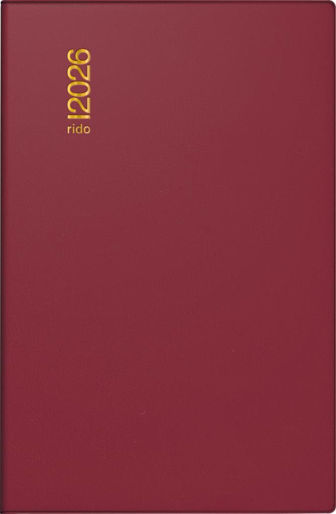 rido/idé 7011002296 | Taschenkalender Mod. partner/Industrie I 2026 | A7, Kunststoff, bordeaux