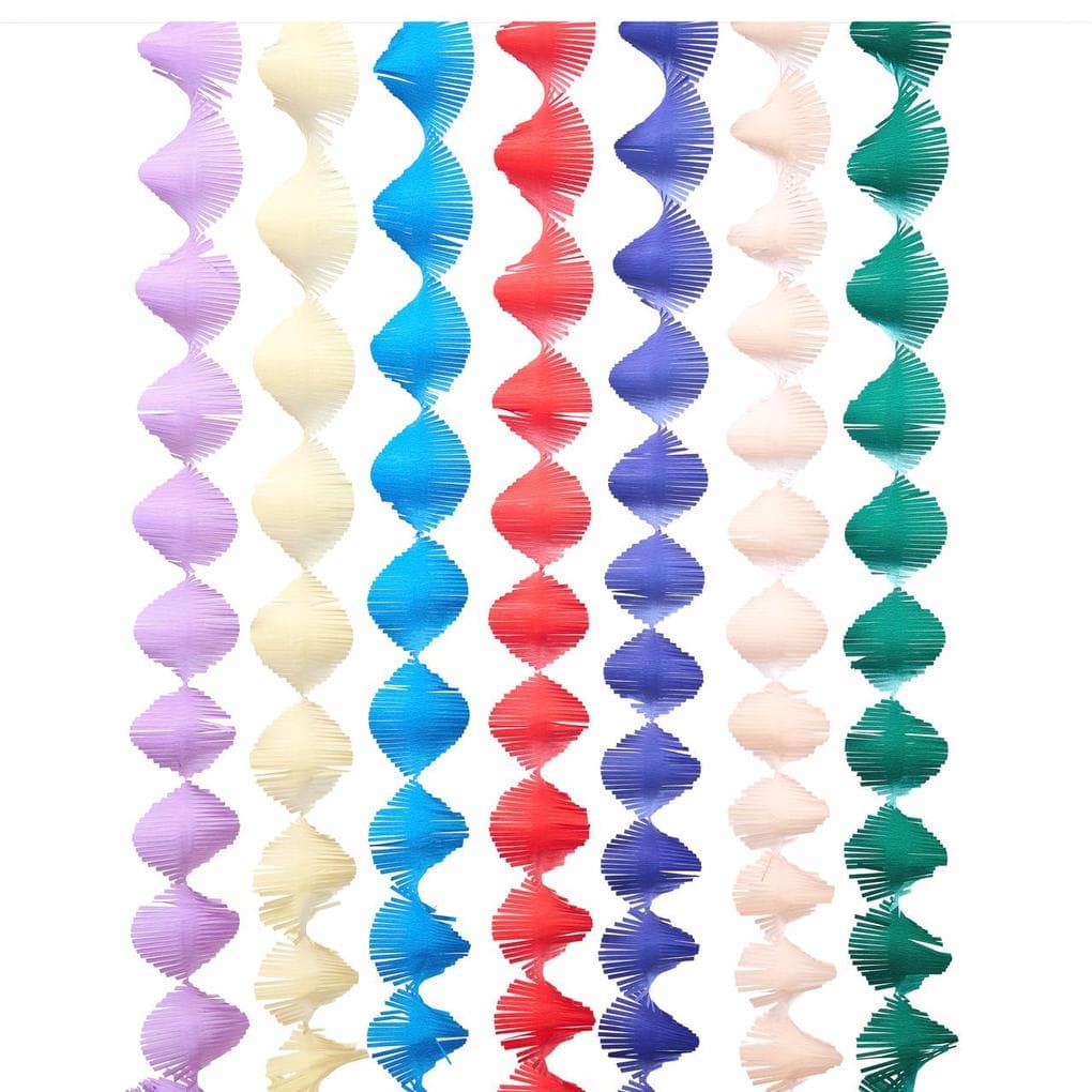 Krepp Girlanden, Magic Rainbow, FSC MIX, 7 Stk, 17,5 cm x 3 m, inkl. 2 m Kordel