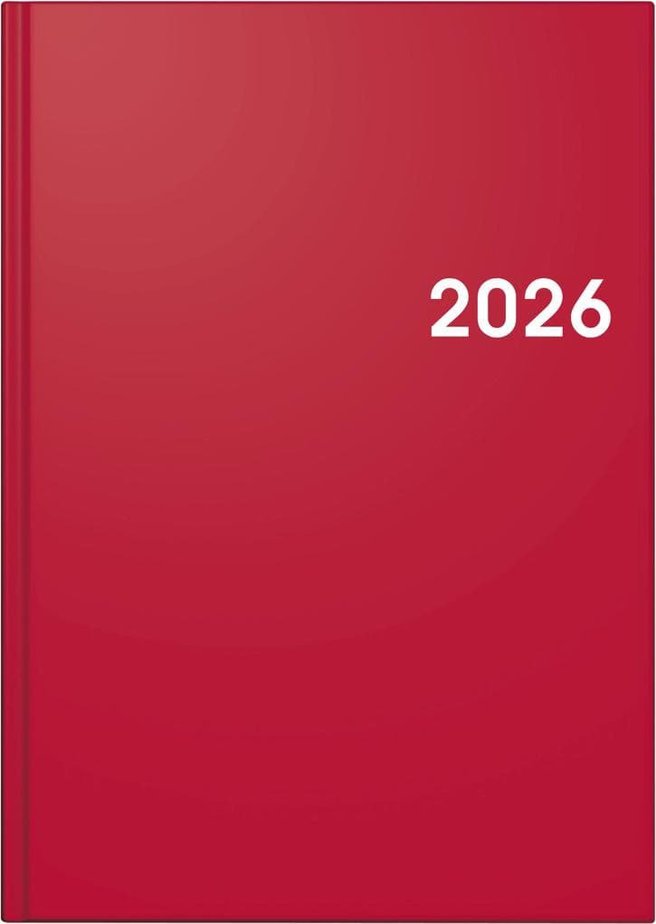 BRUNNEN 1079561016 | Buchkalender Mod. 795 2026 | A5, Kunststoff, rot