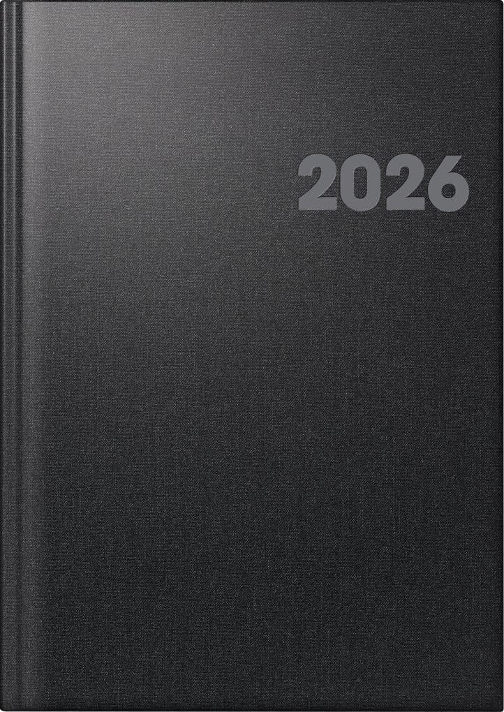 BRUNNEN 1076361906 | Buchkalender Mod. 763 2026 | A4, Kunststoff, vulkanschwarz