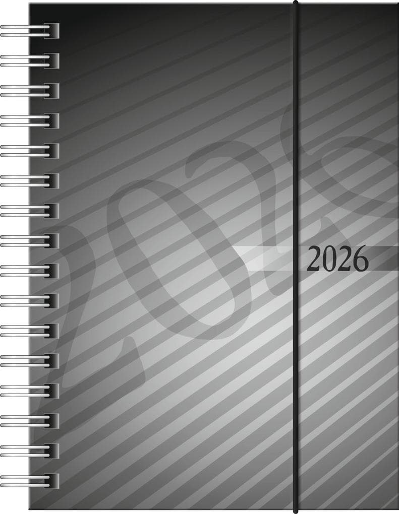 rido/idé 7013102906 | Taschenkalender Mod. perfect/Technik I 2026 | A6, Kunststoff, anthrazit