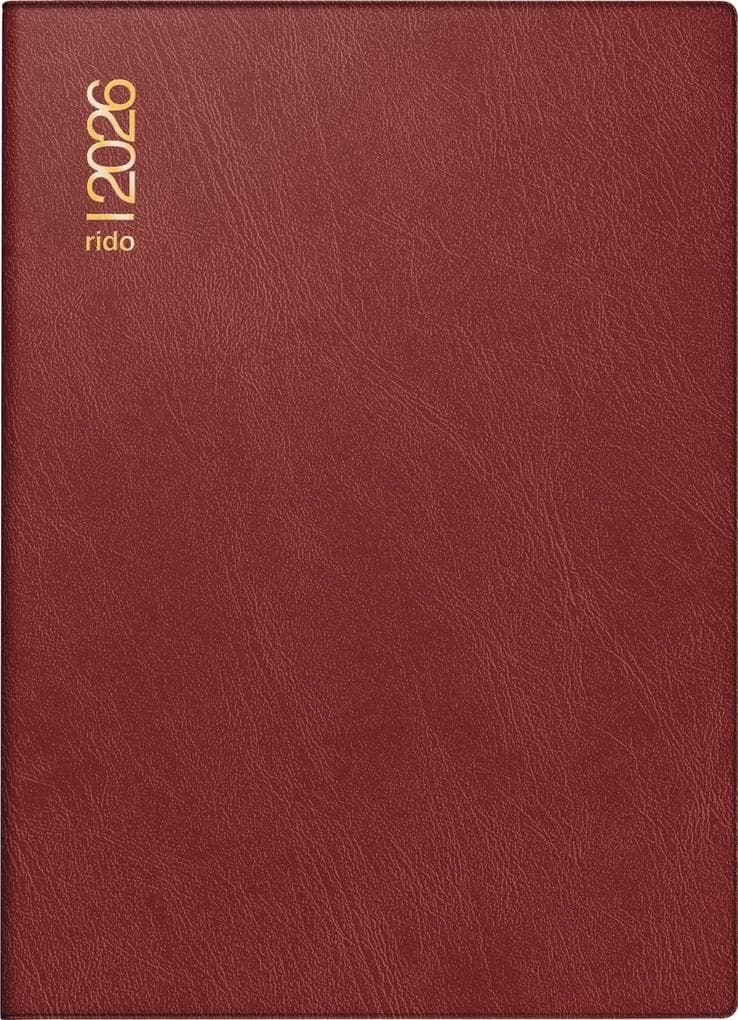 rido/idé 7018242296 | Taschenkalender Mod. Technik III 2026 | A6, Kunststoff, bordeaux