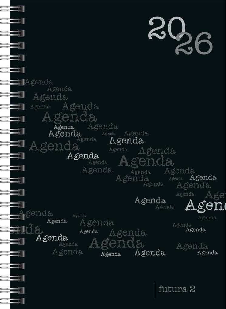rido/idé 7021105906 | Buchkalender Mod. futura 2 2026 | A5, Kunststoff, schwarz