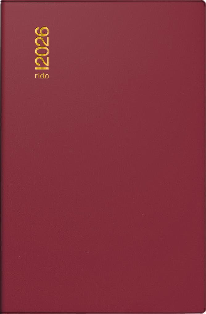 rido/idé 7016212296 | Taschenkalender Mod. Industrie II 2026 | A7, Kunststoff, bordeaux