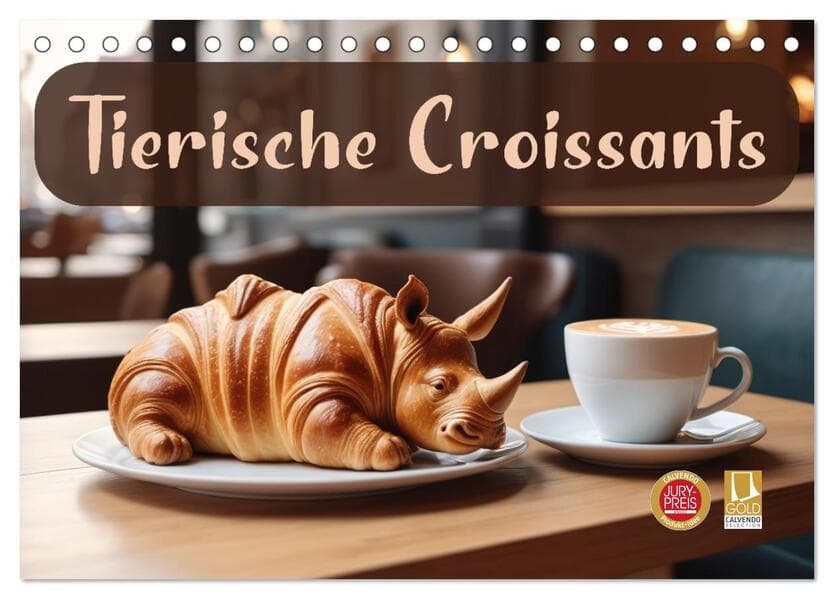 Tierische Croissants (Tischkalender 2026 DIN A5 quer), CALVENDO Monatskalender