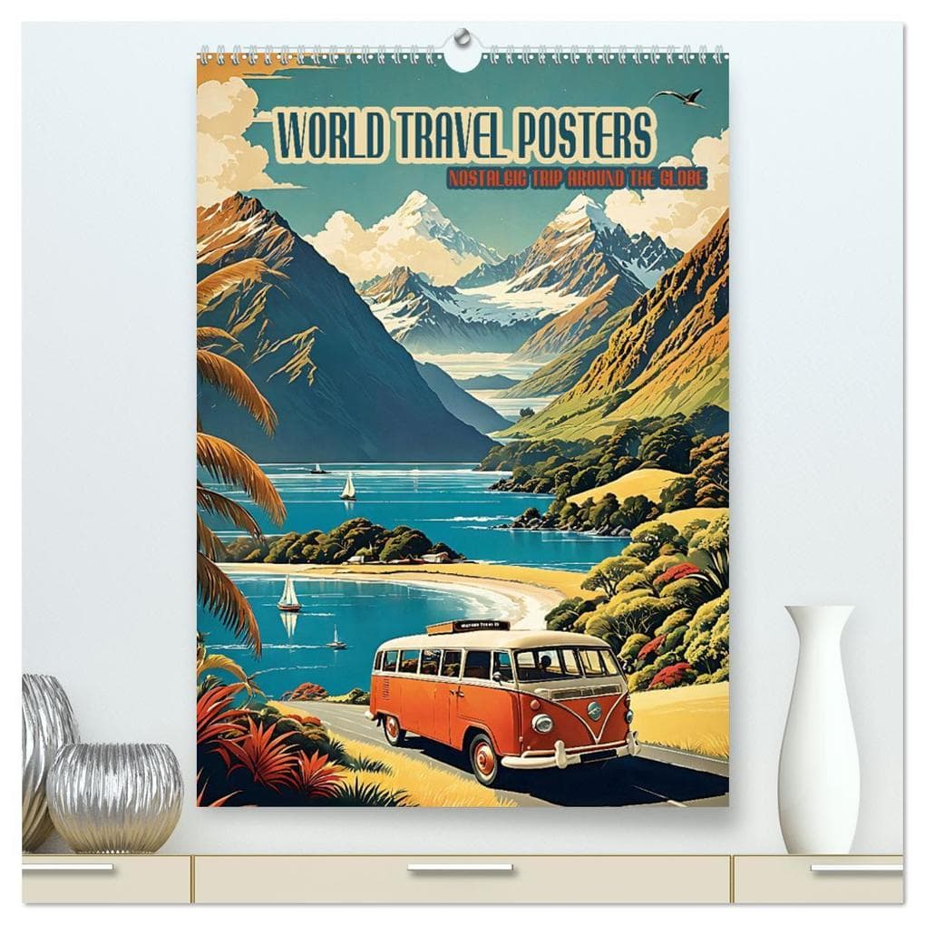 World Travel Posters - Nostalgic Trip Around the Globe (High Quality Premium Wall Calendar 2026 DIN A2 portrait),CALVENDO 12 Month Wall Calendar