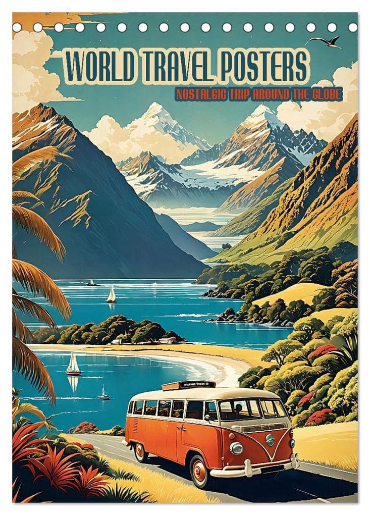World Travel Posters - Nostalgic Trip Around the Globe (Desk Calendar 2026 DIN A5 portrait), CALVENDO 12 Month DeskCalendar