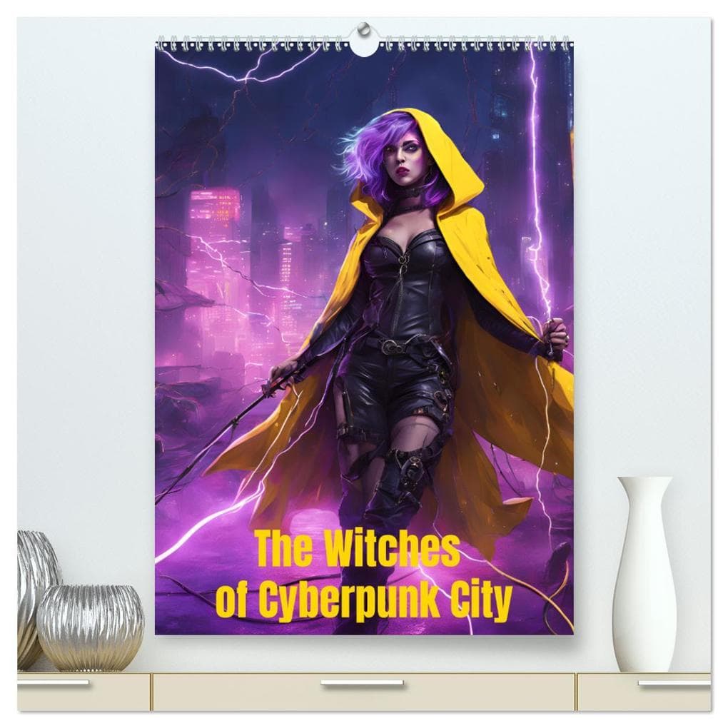 The Witches of Cyberpunk City (High Quality Premium Wall Calendar 2026 DIN A2 portrait),CALVENDO 12 Month Wall Calendar