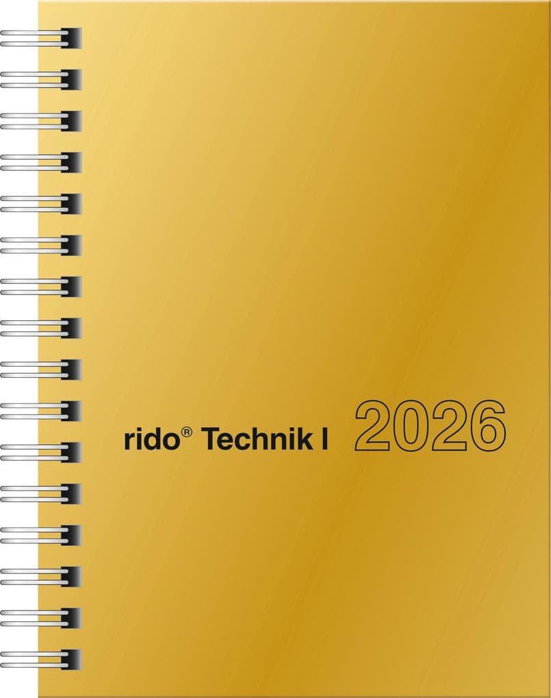 rido/idé 7013121916 | Taschenkalender Mod. perfect/Technik I 2026 | A6, Karton, goldfarben