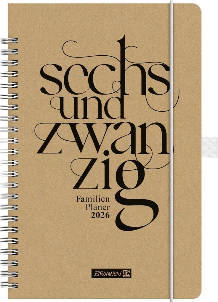 BRUNNEN 1070290036 | Buchkalender Familienplaner 2026 "Sechsundzwanzig" | A5, Papier