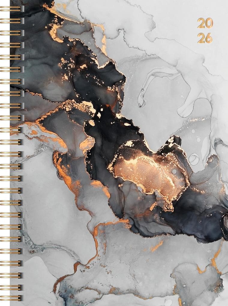 rido/idé 7021407016 | Buchkalender Young Line 2026 "Marble" | A5, Papier