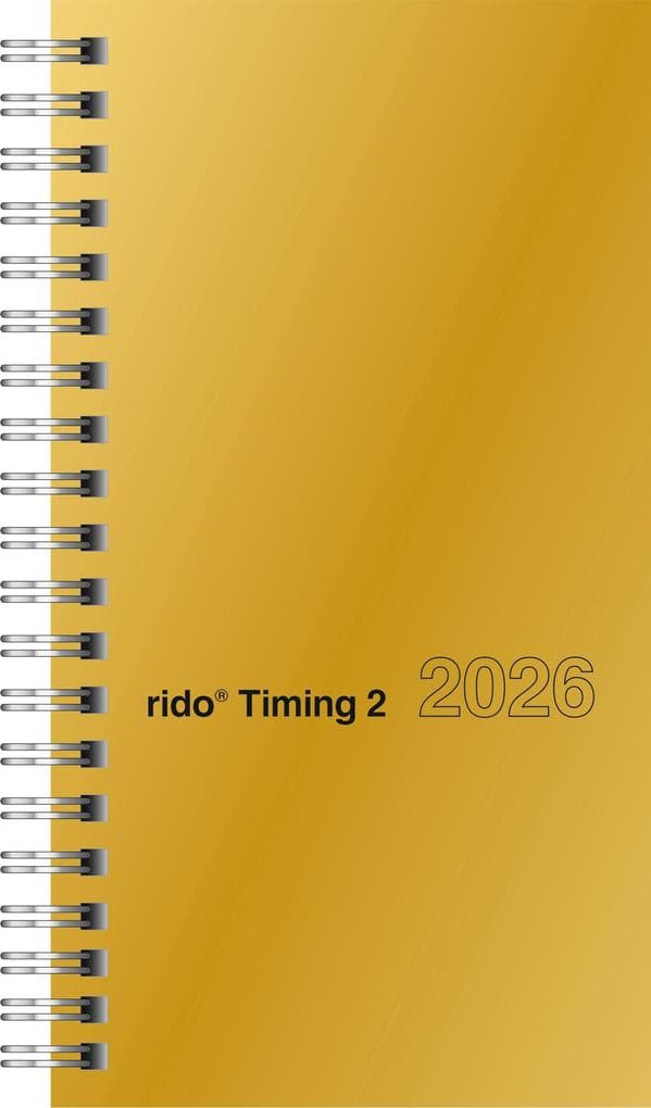 rido/idé 7014121916 | Taschenkalender Mod. Timing 2 2026 | A6, Karton, goldfarben