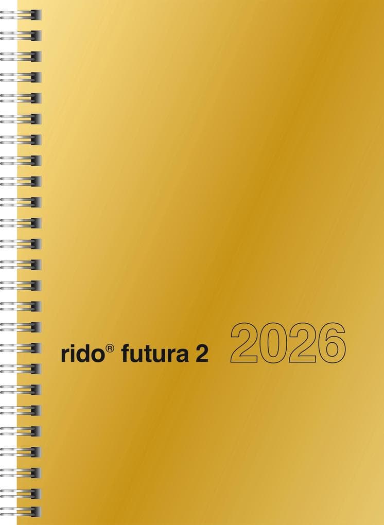 rido/idé 7021121916 | Buchkalender Mod. futura 2 2026 | A5, Karton, goldfarben