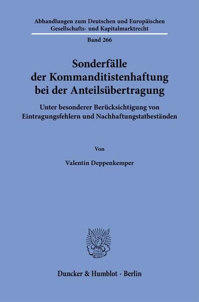 Sonderfälle der Kommanditistenhaftung bei der Anteilsübertragung