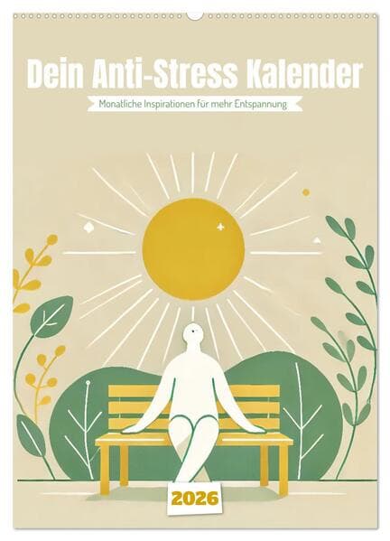 Dein Anti-Stress Kalender - Monatliche Inspirationen für mehr Entspannung (Wandkalender 2026 DIN A2 hoch), CALVENDO Monatskalender