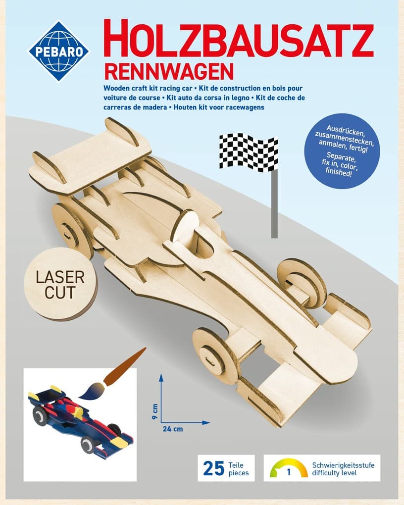 PEBARO 850/11L - Holzbausatz Rennwagen, Laser cut Bastelset