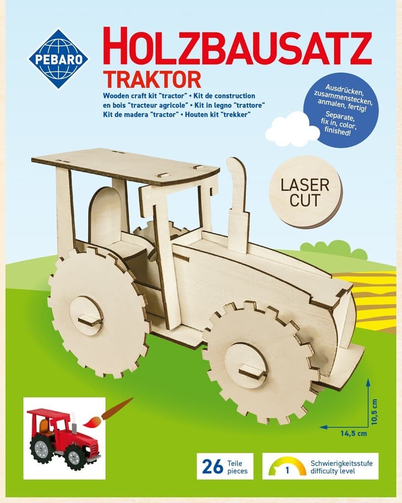 PEBARO 851/1L - Holzbausatz Traktor, Laser cut Bastelset
