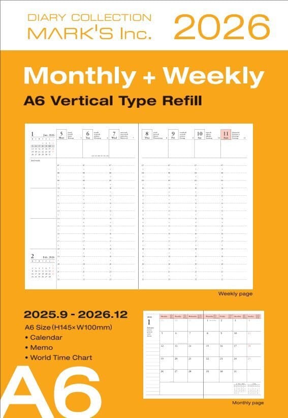 MARK'S 2025/26 Refill, Taschenkalender, A6