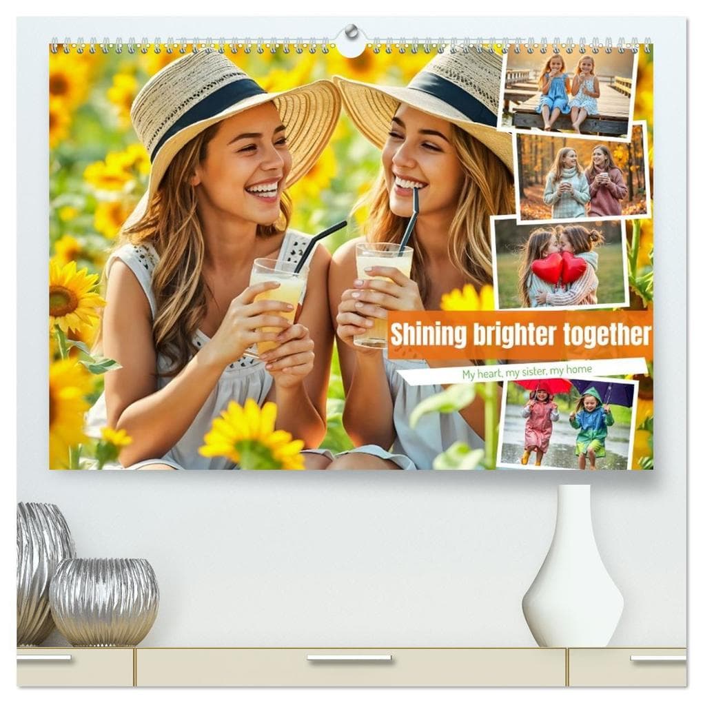 Shining brighter together - My heart, my sister, my home (High Quality Premium Wall Calendar 2026 DIN A2 landscape),CALVENDO 12 Month Wall Calendar