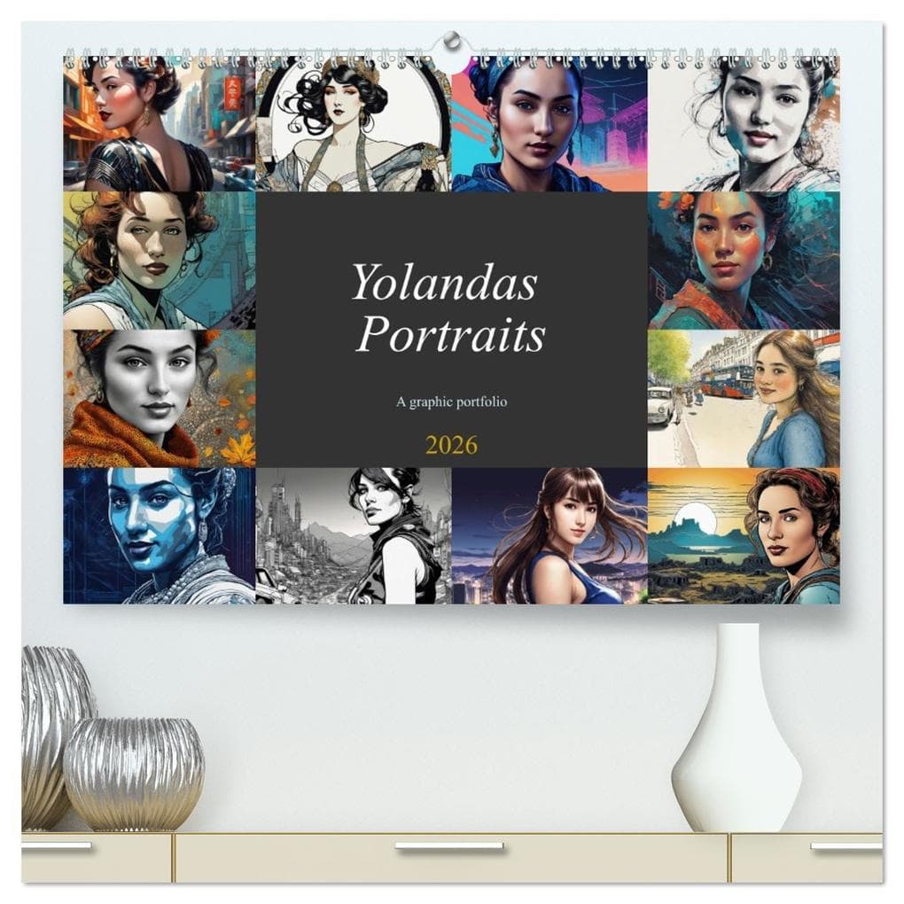 Yolanda's portraits, a graphic portfolio (High Quality Premium Wall Calendar 2026 DIN A2 landscape),CALVENDO 12 Month Wall Calendar