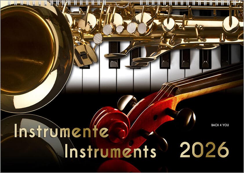 Musikinstrumente, ein Musik-Kalender 2026, DIN A4