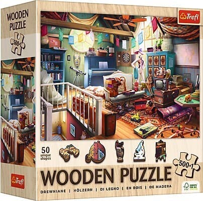Holz Puzzle 500+1 - Schätze auf dem Dachboden