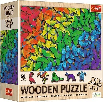 Holz Puzzle 500+1 - Regenbogen Schmetterlinge