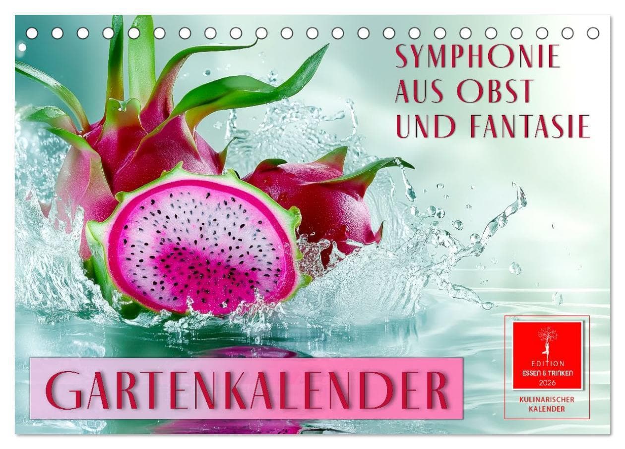 Gartenkalender - Symphonie aus Obst und Fantasie (Tischkalender 2026 DIN A5 quer), CALVENDO Monatskalender