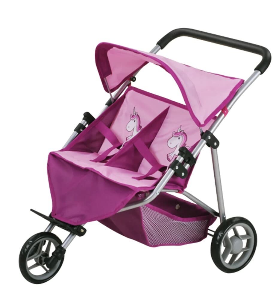 Knorrtoys 16774 - Zwillingspuppenwagen Duo UMA.Das Einhorn, klappbar, Schieberhöhe: 33-62cm