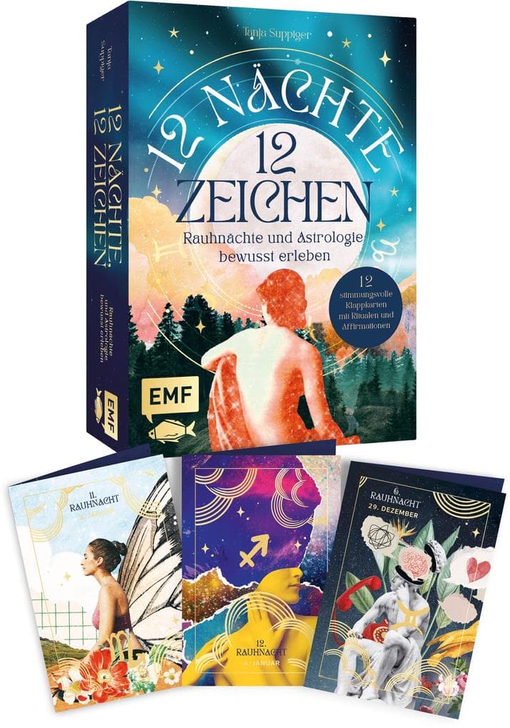 Kartenset: 12 Nächte, 12 Zeichen | Rauhnächte und Astrologie bewusst erleben - mit Ritualen, Affirmationen und Videomeditationen