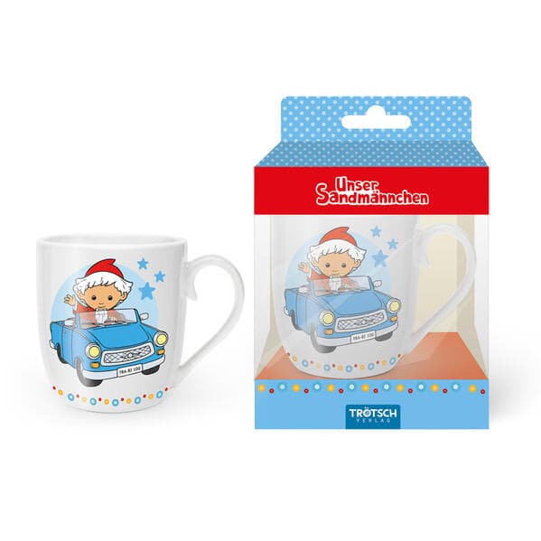 TRÖTSCH - Unser Sandmännchen Kindertasse Geschenktasse aus Porzellan Sandmännchen im Auto