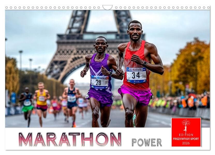 Marathon Power (Wandkalender 2026 DIN A3 quer), CALVENDO Monatskalender