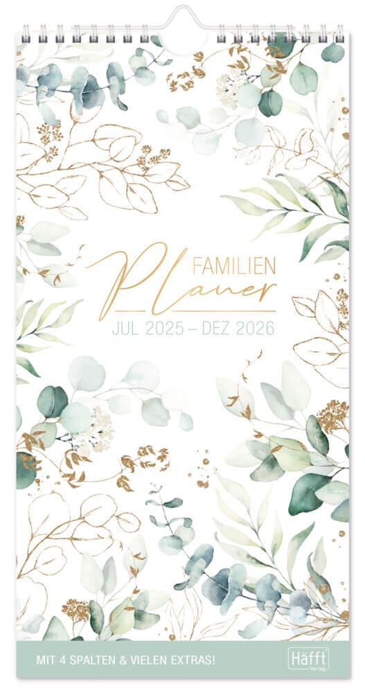 Familienplaner 25/26 Kompakt [Blattgold] 4-spaltig 18 Monate