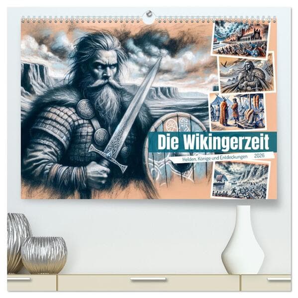 Die Wikingerzeit - Helden, Könige und Entdeckungen (hochwertiger Premium Wandkalender 2026 DIN A2 quer), Kunstdruck in Hochglanz